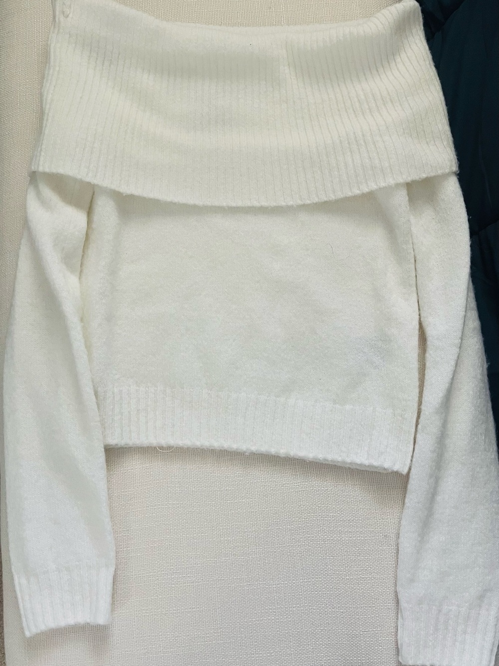 H&M Cream Off-the-Shoulder Foldover Sweater